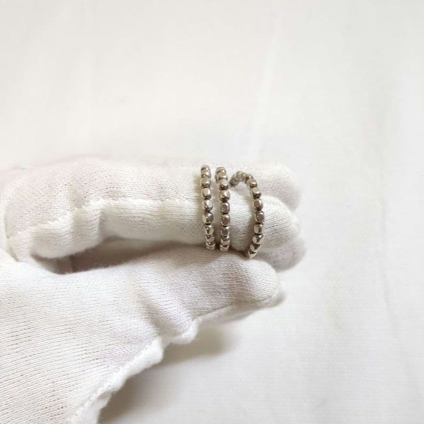 希少 Margaret Howell 三連 ビジュー シルバー リング 13号