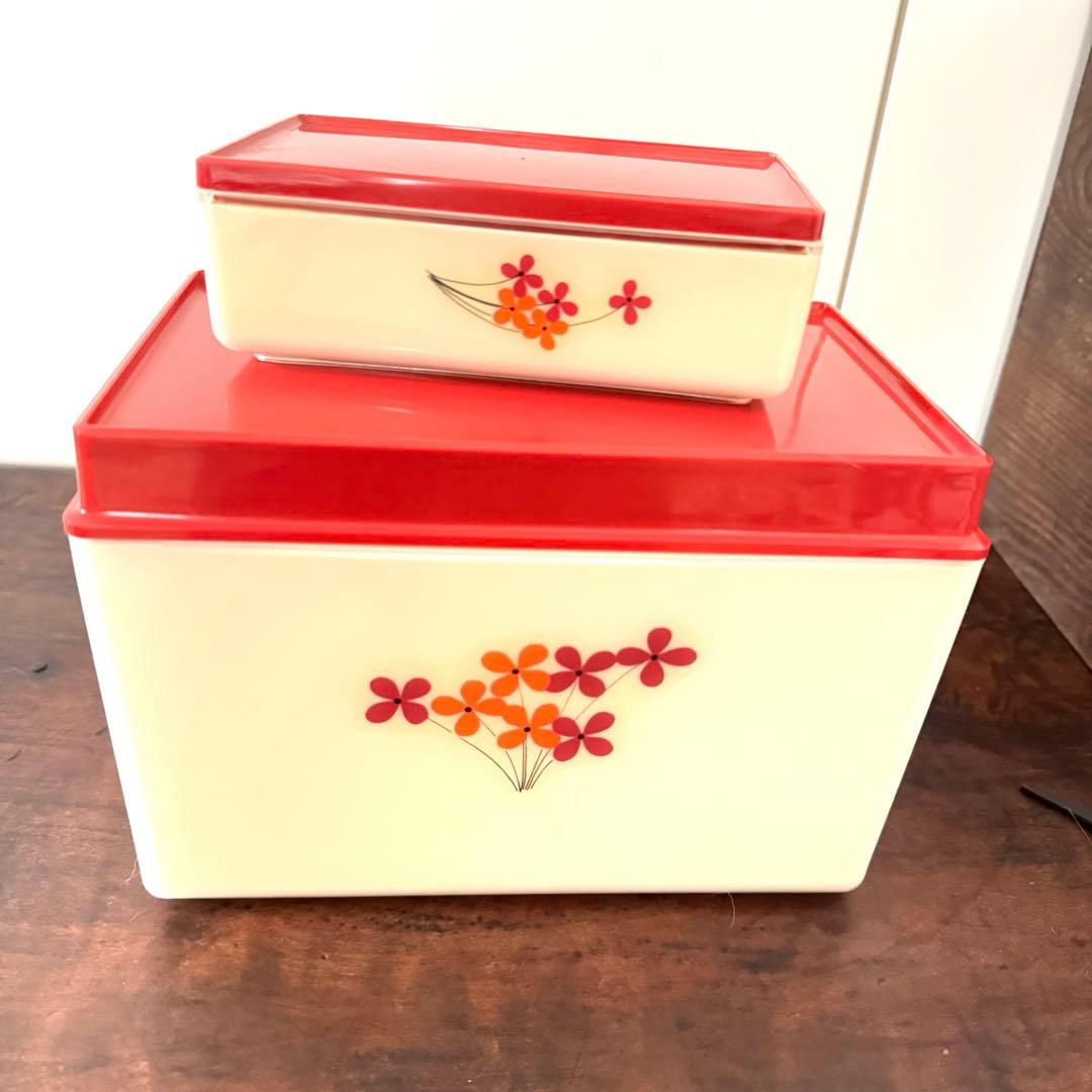 【昭和レトロ】食パンケース　バターケース　2点セット　ディックメイト　小花柄