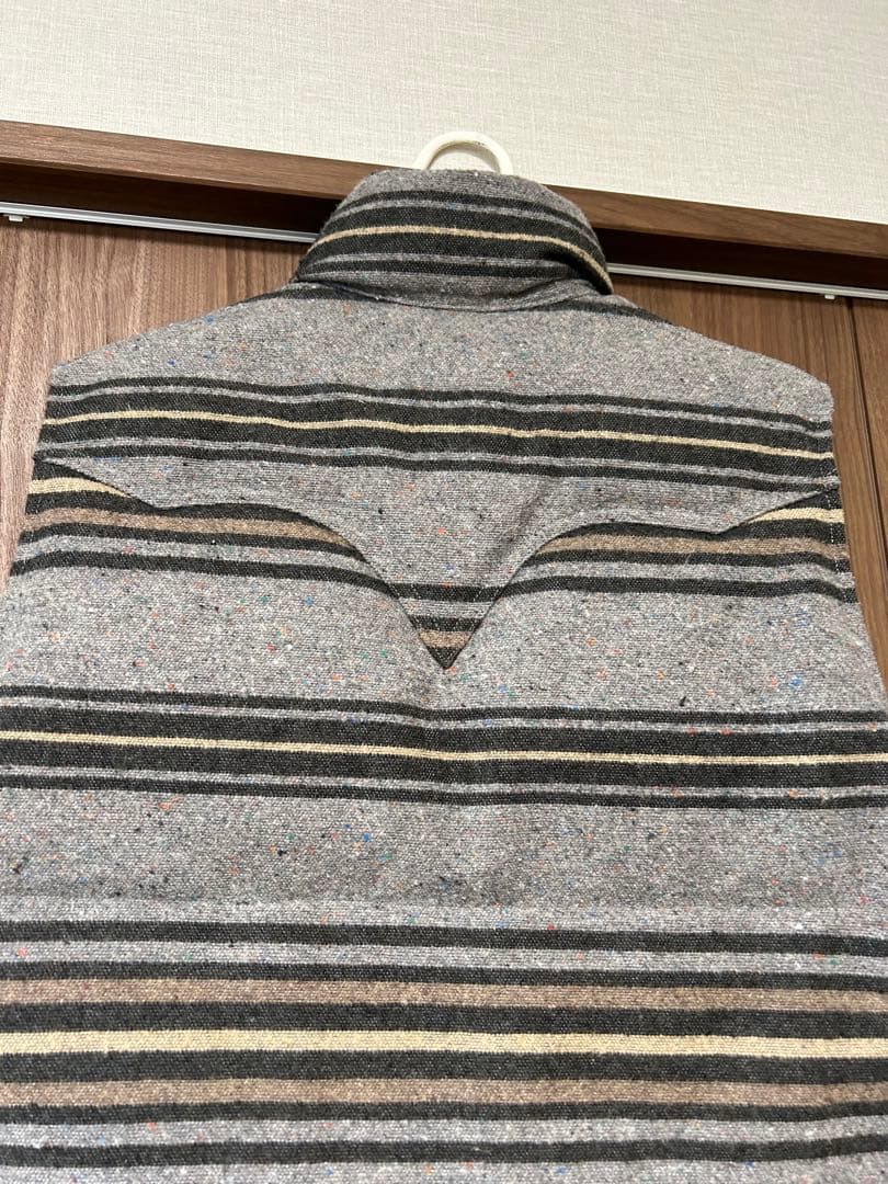 RRL ブランケット　グレー ストライプ ダウンベスト