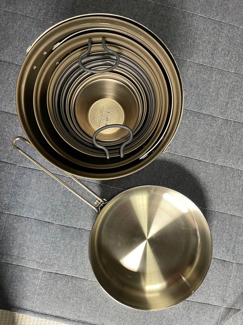 エバニューチタンクッカーフルセット+三層鋼フライパン　ソロ〜グループまで！9点！
