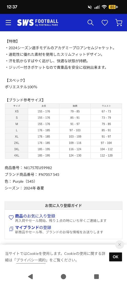 サンフレッチェ広島 2024 アンセムジャケット XLサイズ