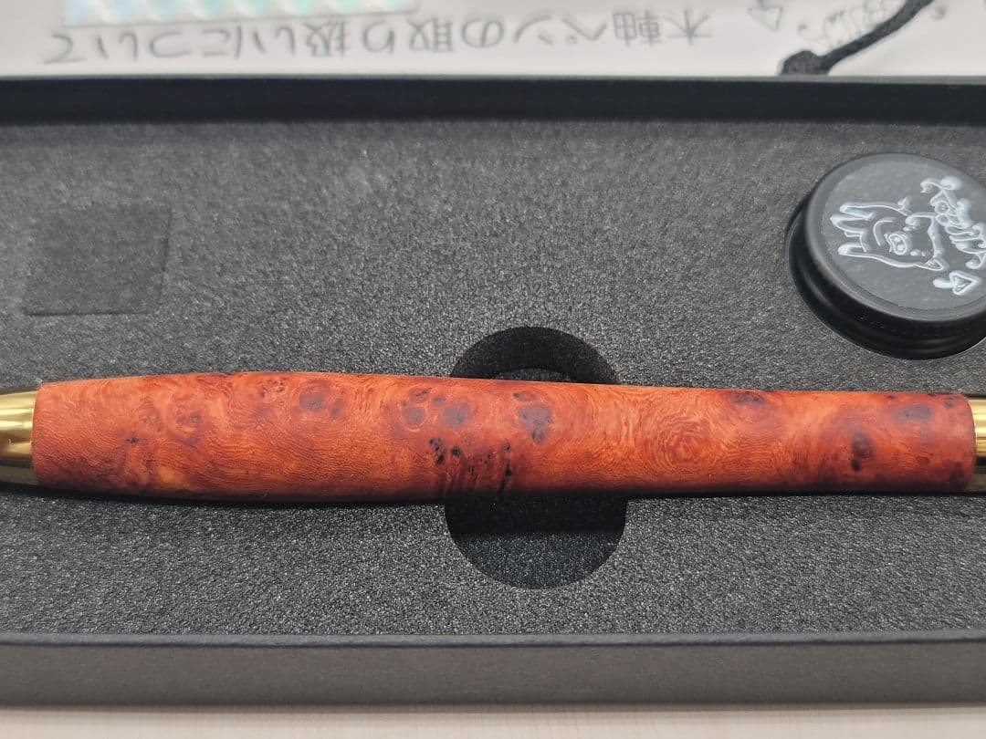 新品　こぶた工房　極上+花梨瘤　金金具　ボールペン