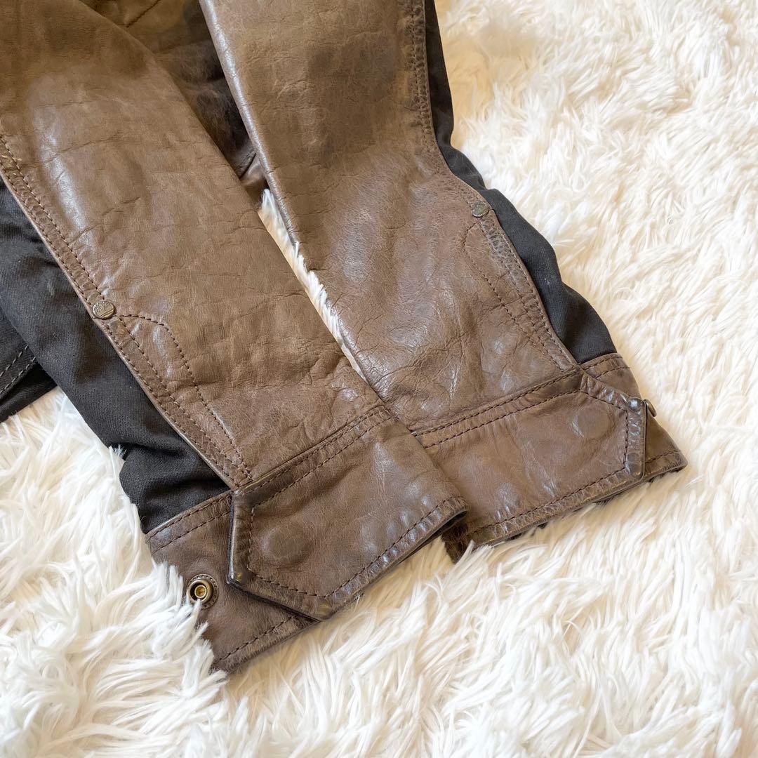 ティンバーランド レザージャケット 切替 異素材 牛革 本革 ダブルジップ M