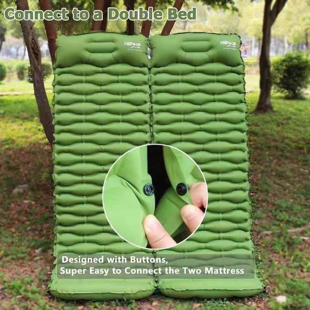 エアーマット 2個セット ブルー 連結可能 体圧分散 枕付 キャンプ アウトドア