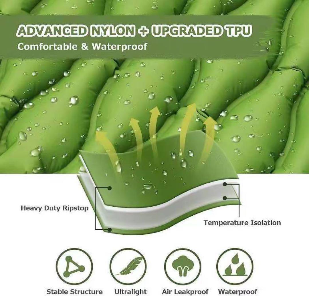 エアーマット 2個セット ブルー 連結可能 体圧分散 枕付 キャンプ アウトドア