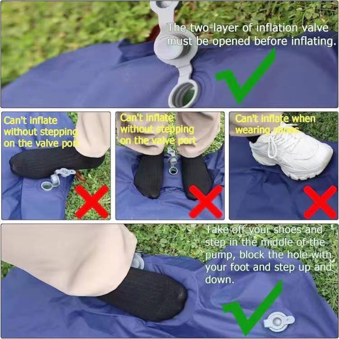 エアーマット 2個セット ブルー 連結可能 体圧分散 枕付 キャンプ アウトドア