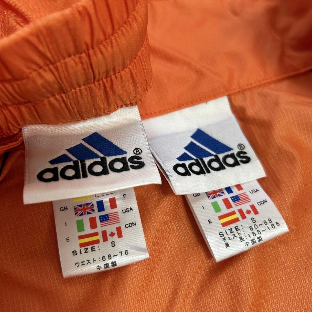 美品　90s アディダス　ナイロンジャージ 上下セット　S オレンジ サッカー