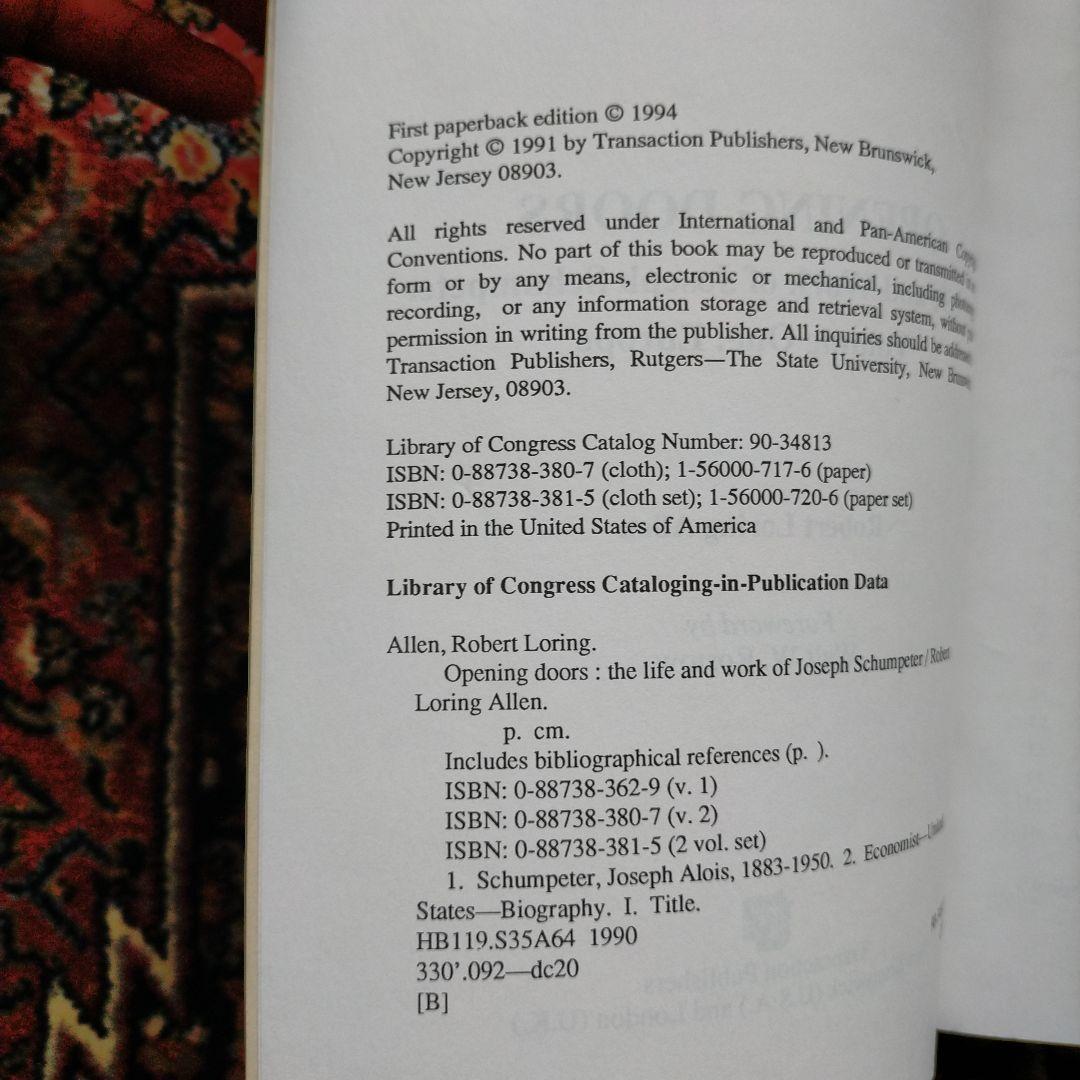 洋書 Opening Doors Life & Work of SCHUMPETER