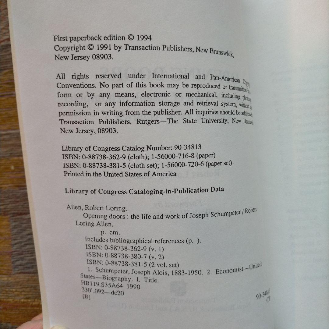 洋書 Opening Doors Life & Work of SCHUMPETER