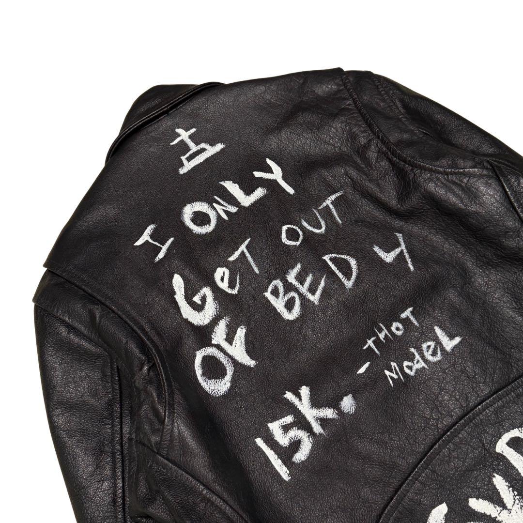 1点もの HORN WORKS ペイント ダブルライダース L 本革 短丈