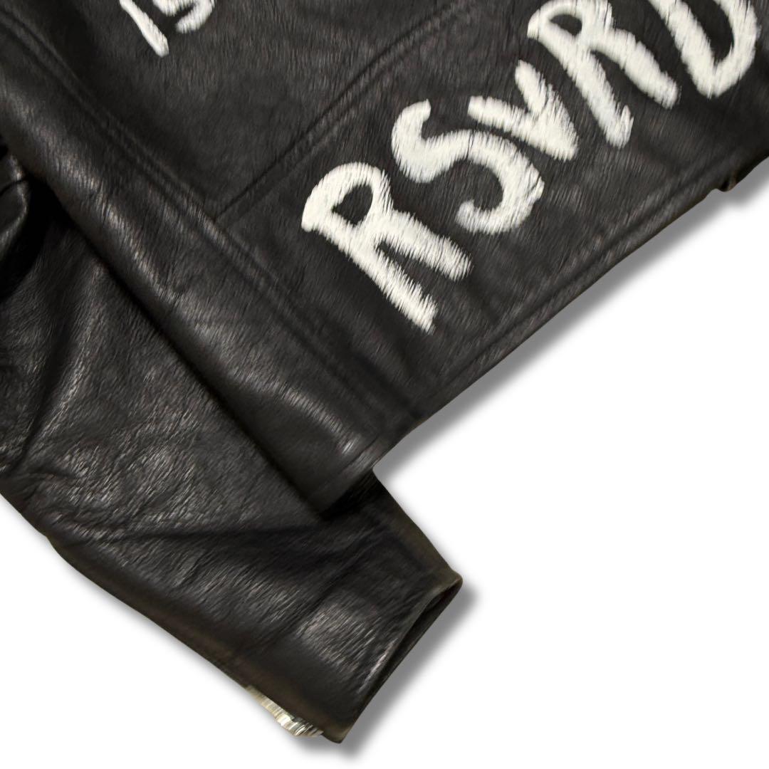 1点もの HORN WORKS ペイント ダブルライダース L 本革 短丈