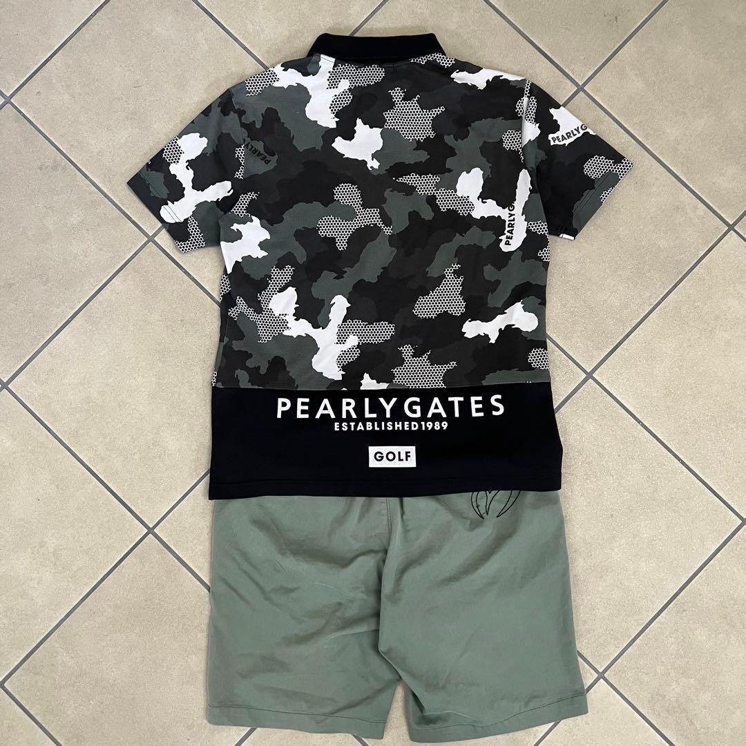 パーリーゲイツ　セットアップ　上下　メンズ　ポロシャツ　ショートパンツ　迷彩　L