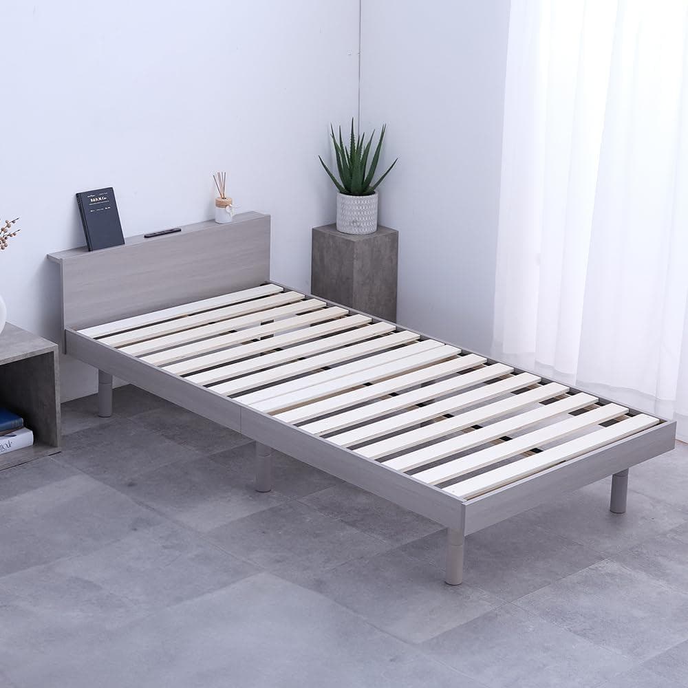 シングル すのこベッド ベッドフレーム 3段階高さ調節 USB コンセント付き