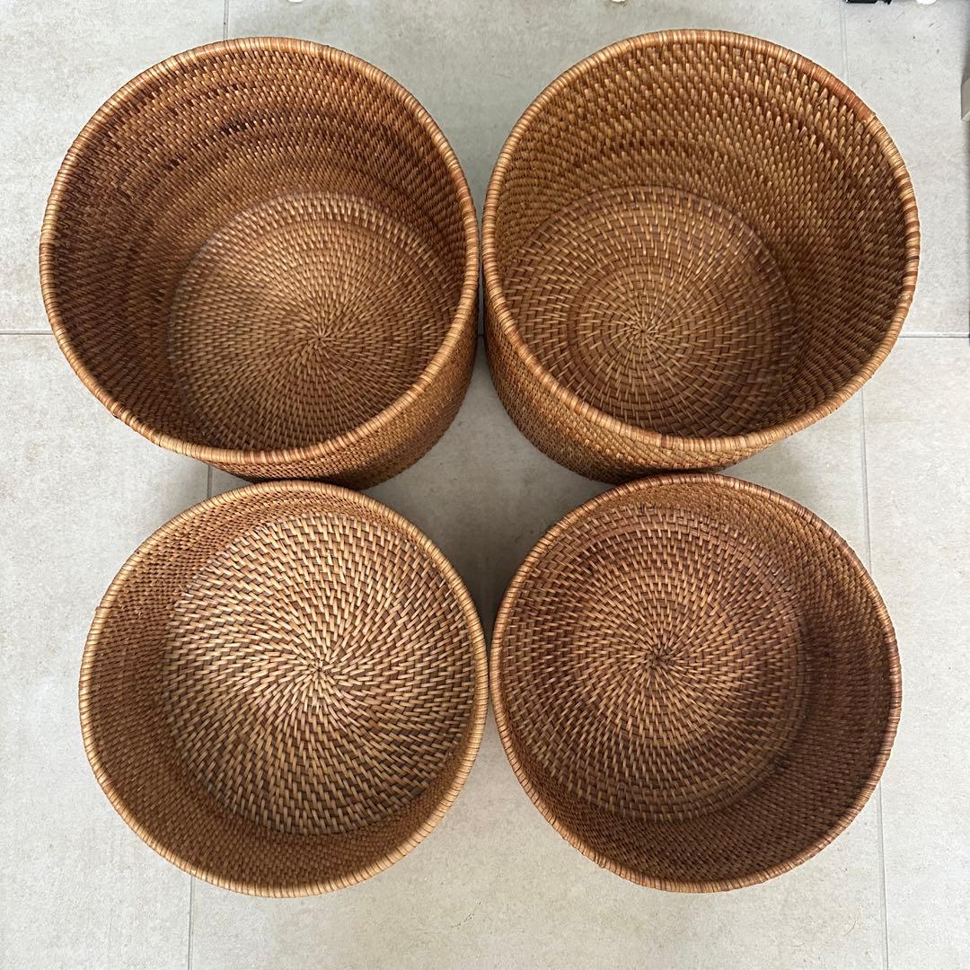 無印良品　ラタンラウンドバスケット4個セット　蓋なし本体のみ！