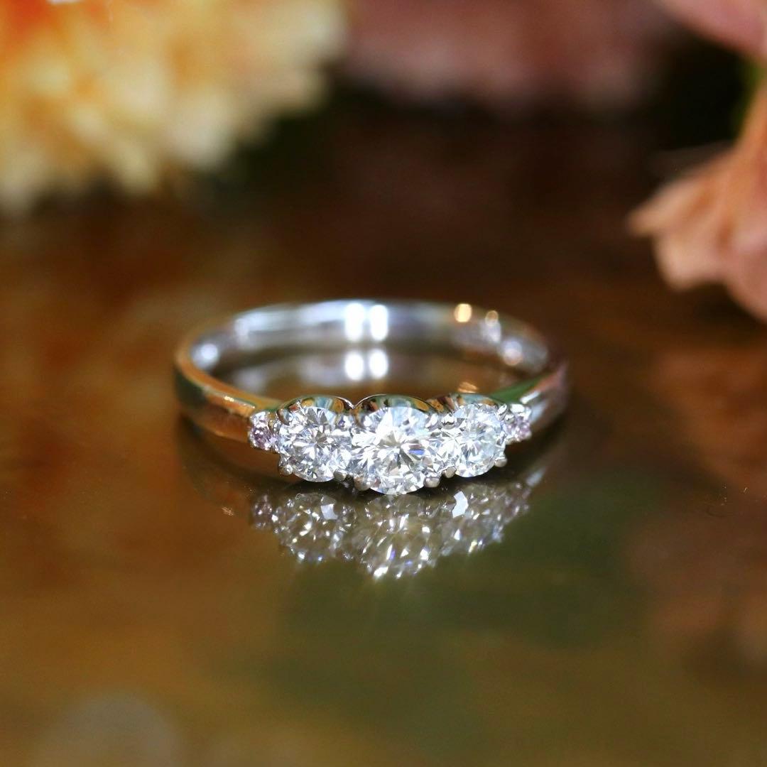 pt900ダイヤモンドリング　ピンクダイヤモンド　ハーフエタニティリング