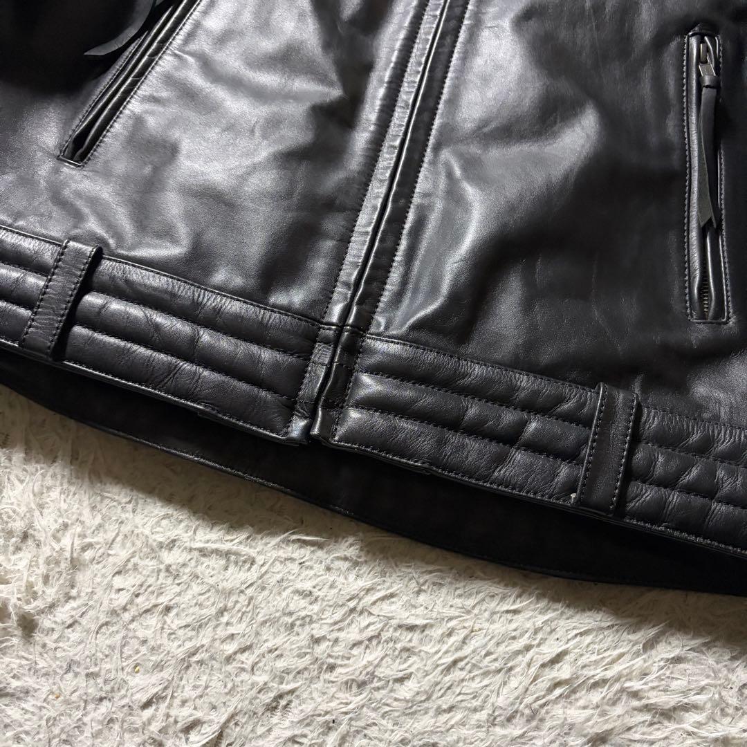 美品■リューグーレザーズ　ライダースジャケット　本革　ブラック　LL
