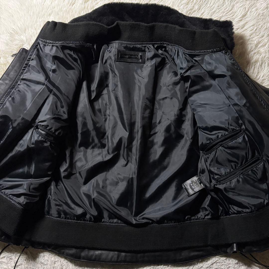 美品■リューグーレザーズ　ライダースジャケット　本革　ブラック　LL