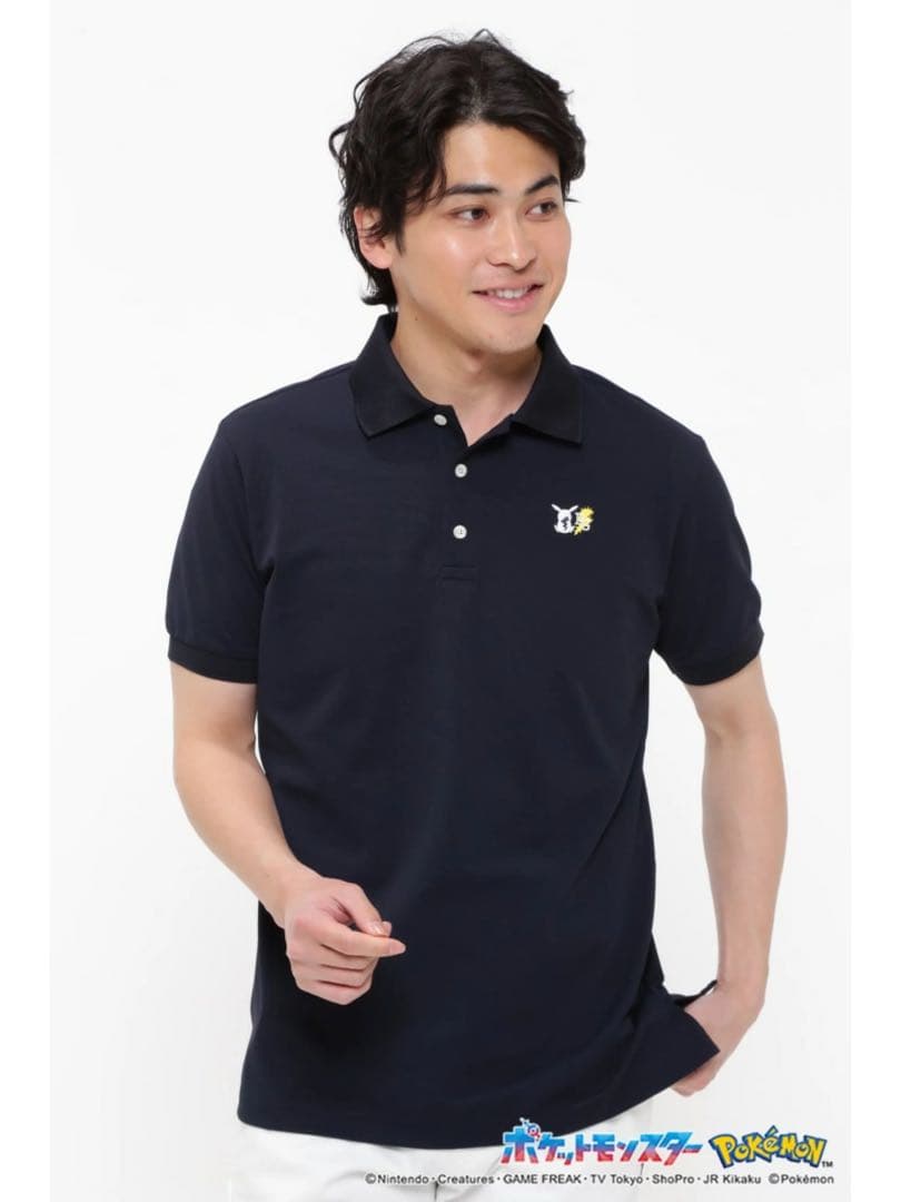 人気完売パーリーゲイツピカチュウ半袖ポロシャツトップスネイビーサイズ5