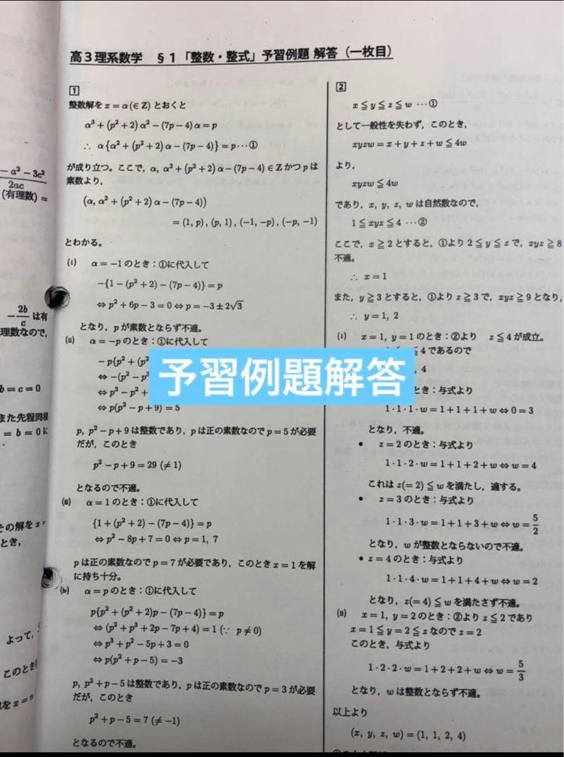 鉄緑会　高3 理系　数学　単元別演習　解答解説付フル　SA 鶴田先生手書解答付