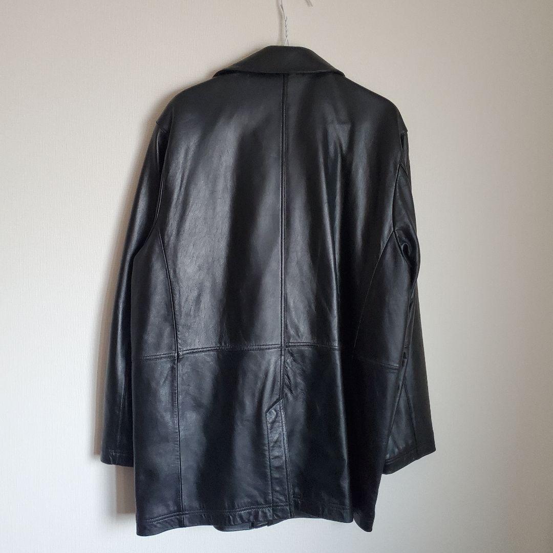 未使用タグ付 ソフト レザーコート 本革 ラムレザー 黒