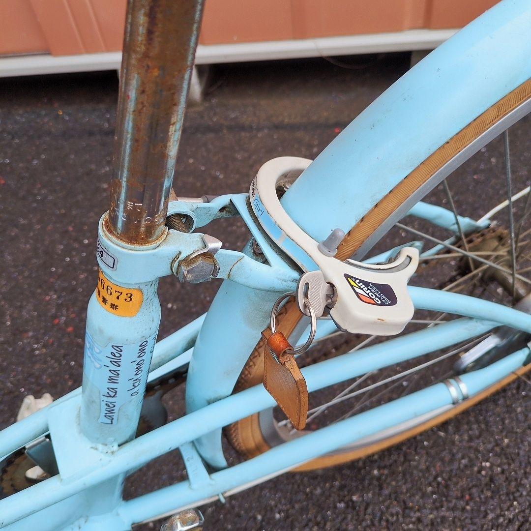 【群馬引取り専用】24インチ子供用自転車 Moana水色 前面バスケット付き