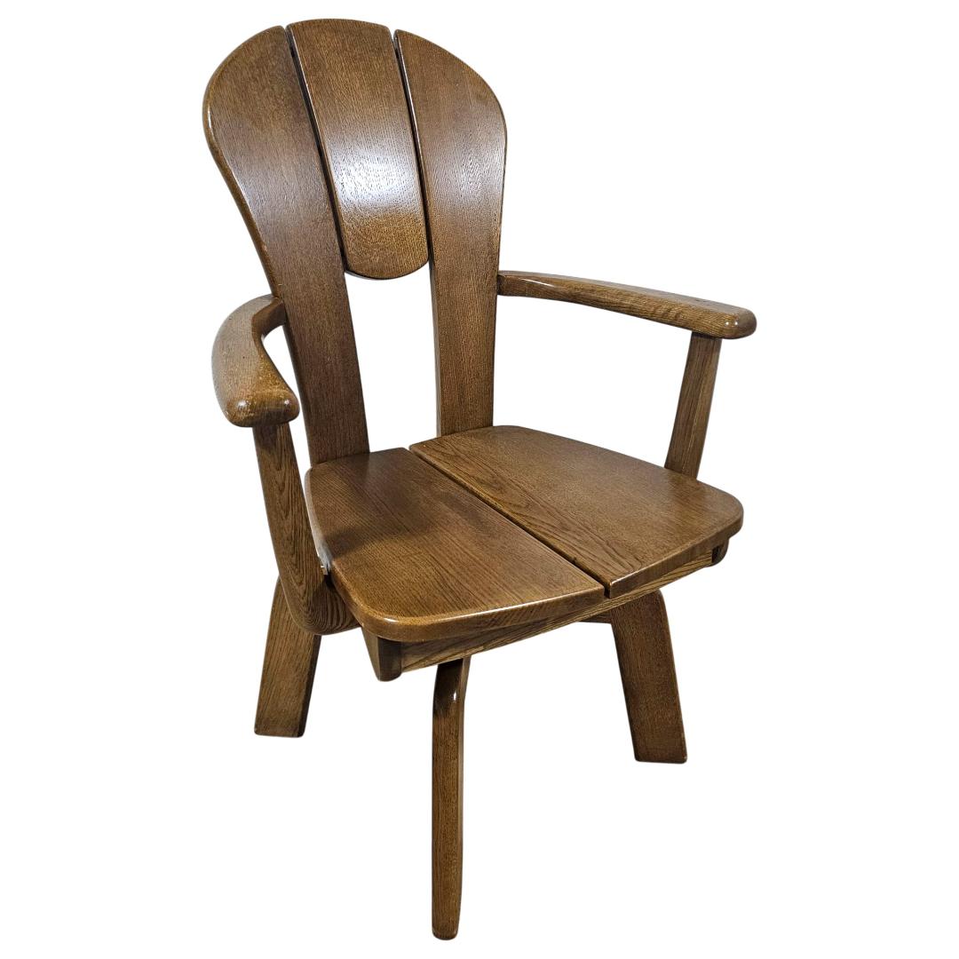 浜本工芸 回転アームチェア② ダイニングチェア 板座 木製 国産家具 刻印有