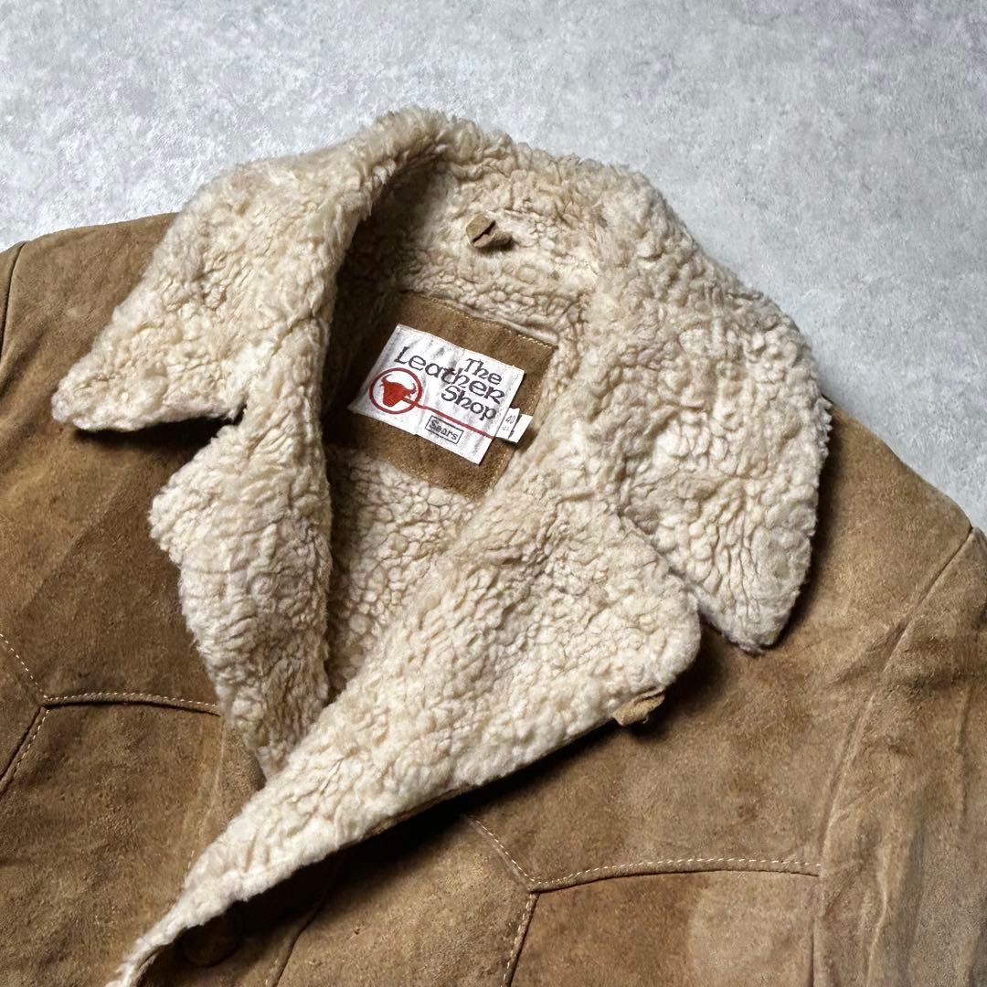 70s vintage sears ウエスタンランチコート 牛革スウェードレザー