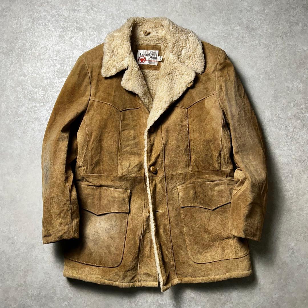 70s vintage sears ウエスタンランチコート 牛革スウェードレザー