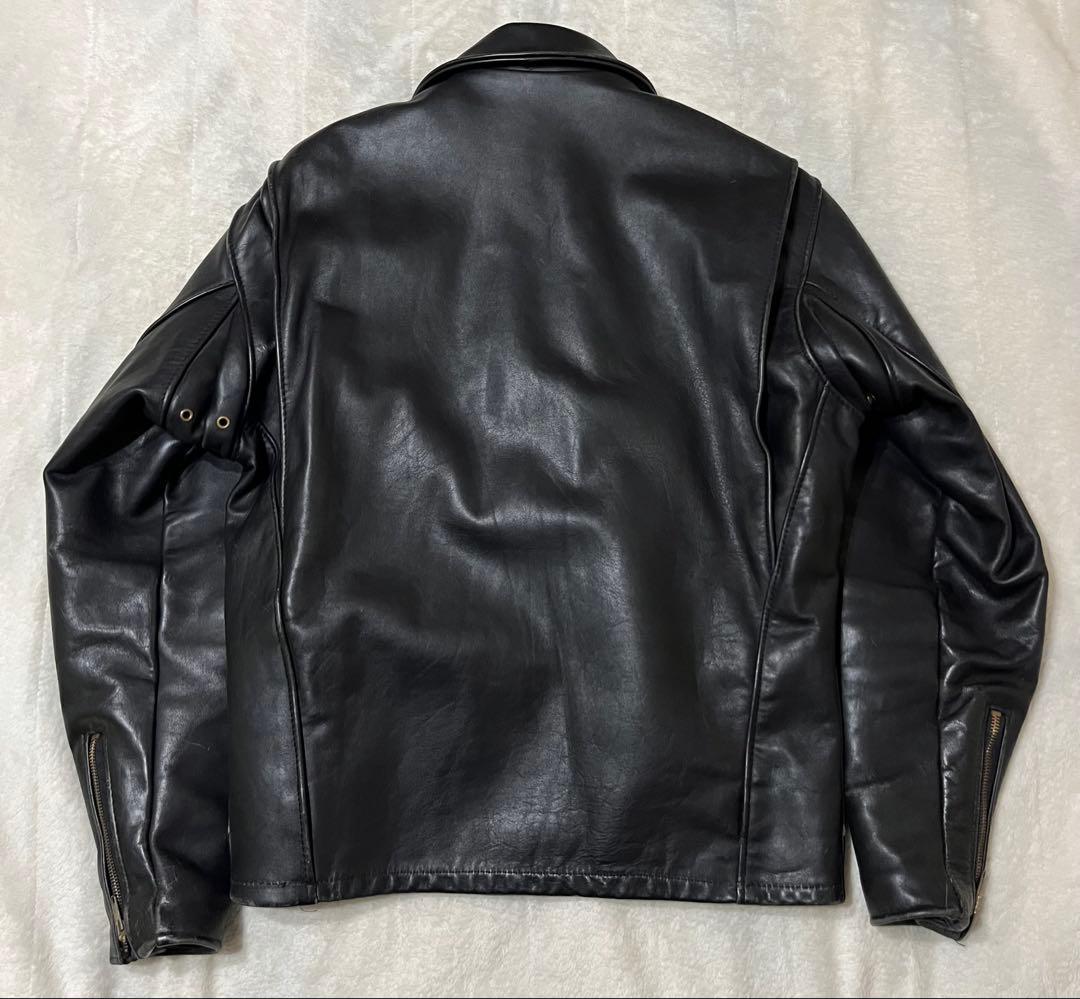 Schott 黒レザーシングルライダースジャケット　ボアライナー付き　38