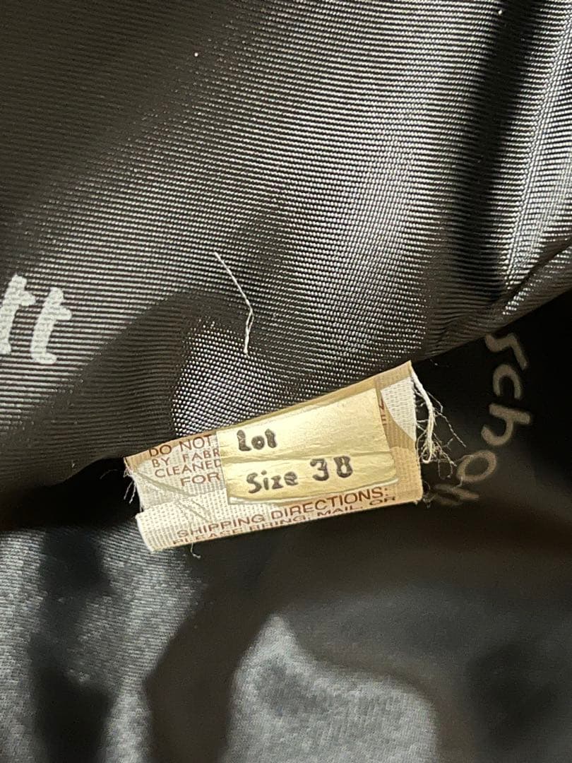 Schott 黒レザーシングルライダースジャケット　ボアライナー付き　38