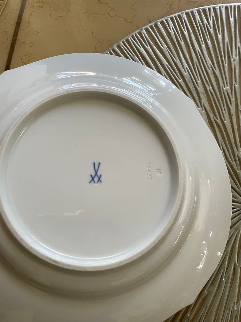 マイセン波の戯れ2枚ホワイトラウンドプレート2枚セット