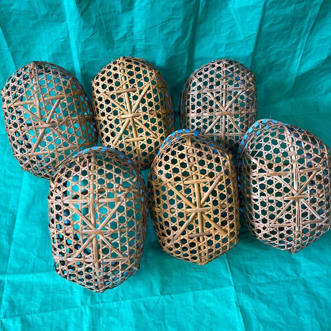 りんご摘み 収穫 手かご 青森県産 職人手づくり 竹細工 6個