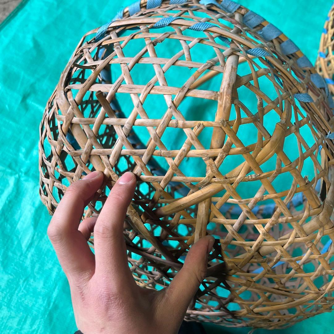 りんご摘み 収穫 手かご 青森県産 職人手づくり 竹細工 6個