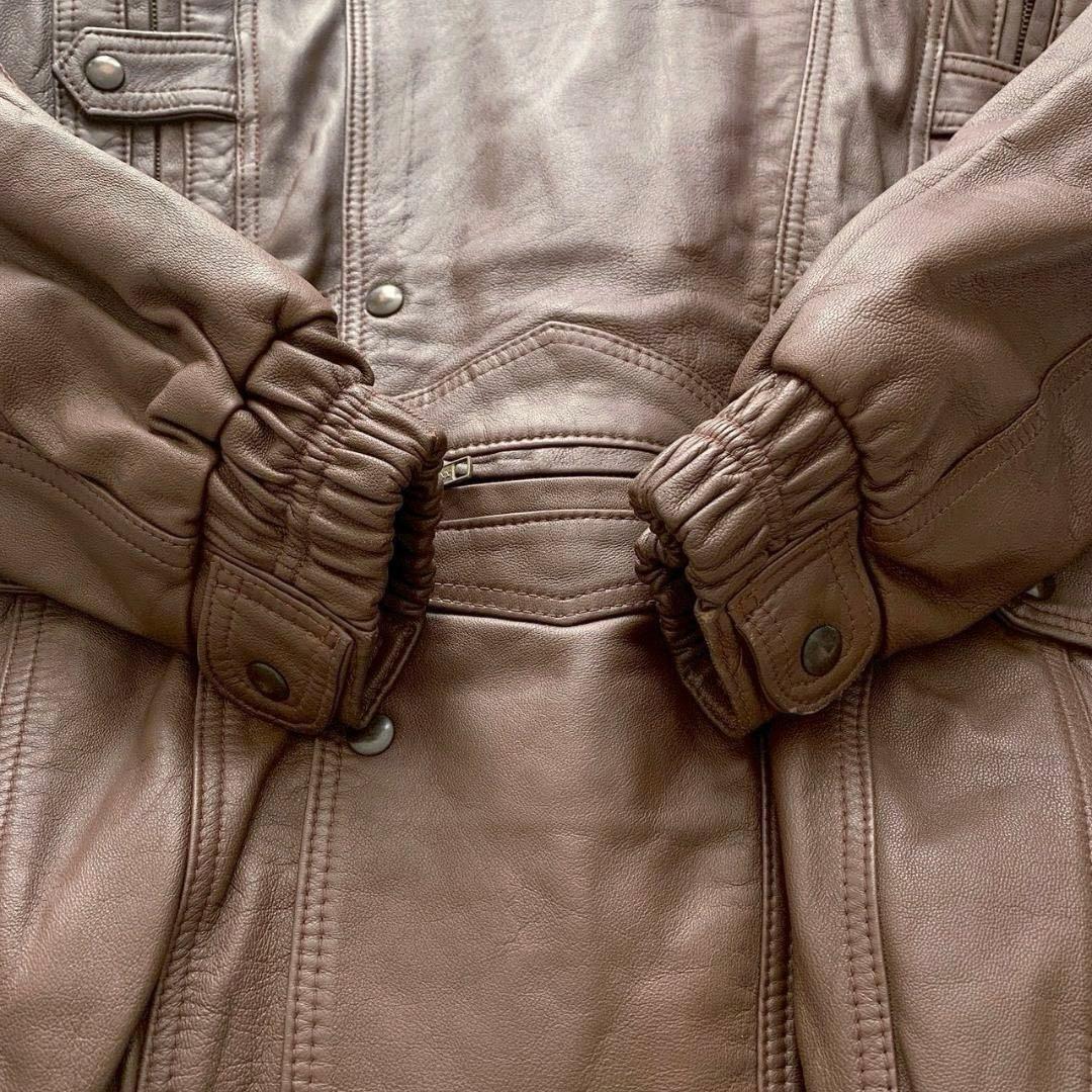 【雰囲気抜群】本革 レザージャケット L相当 A-2風 襟付き ブラウン