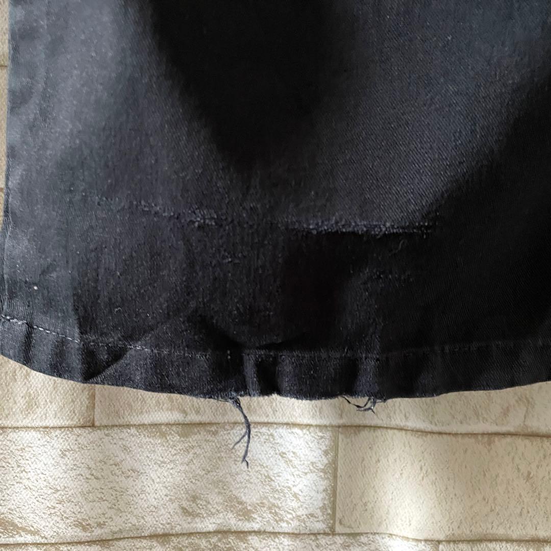 ディッキーズ ダブルニー ワークパンツ 刺繍ロゴ ブラック 46×30