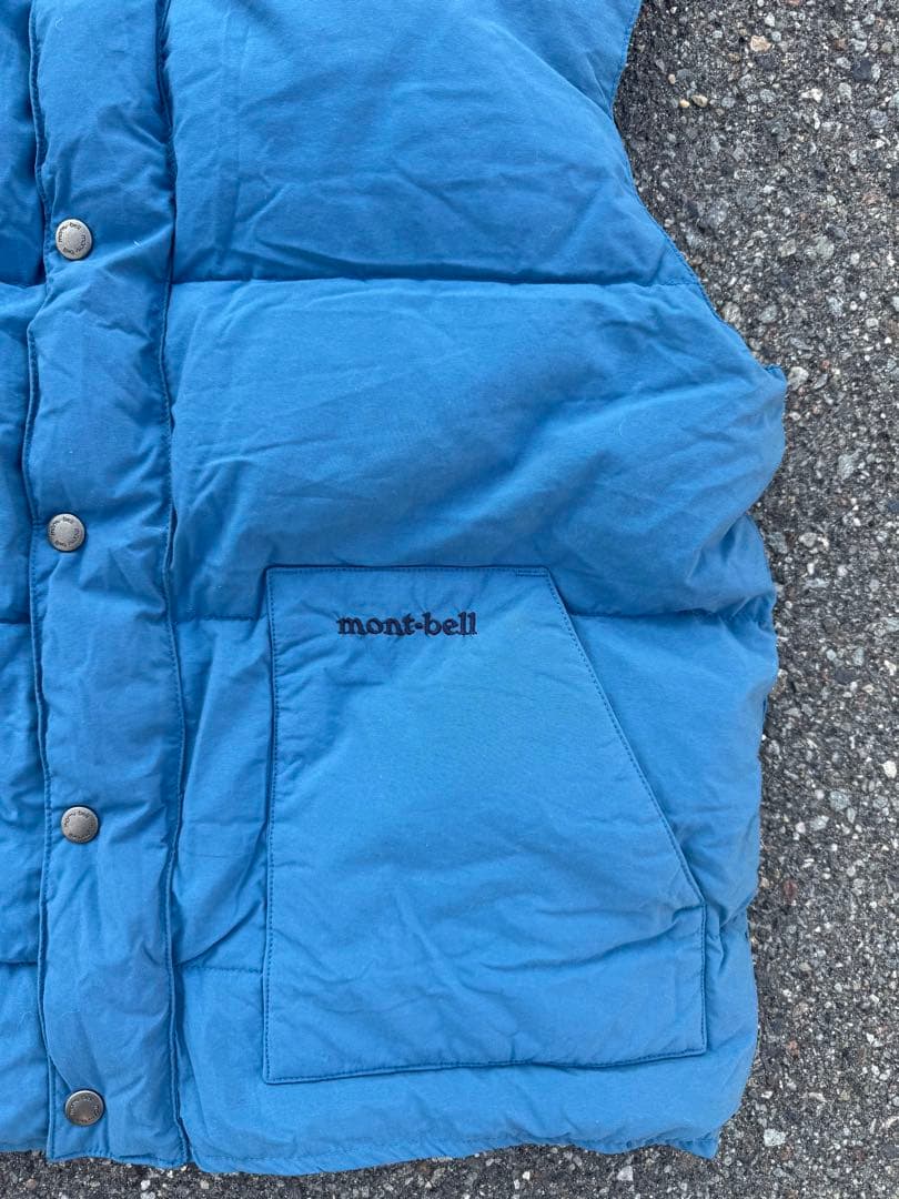 90s old mont-bell モンベル ダウンベスト ブルー 青 赤タグ