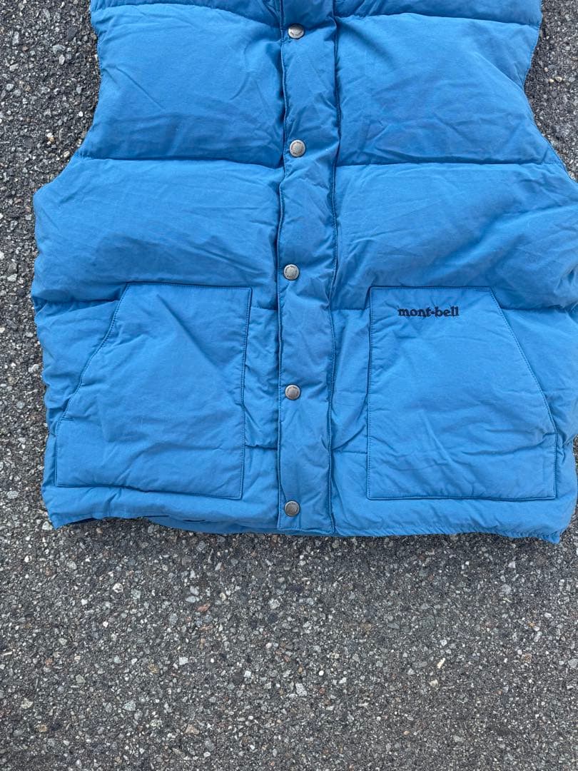90s old mont-bell モンベル ダウンベスト ブルー 青 赤タグ