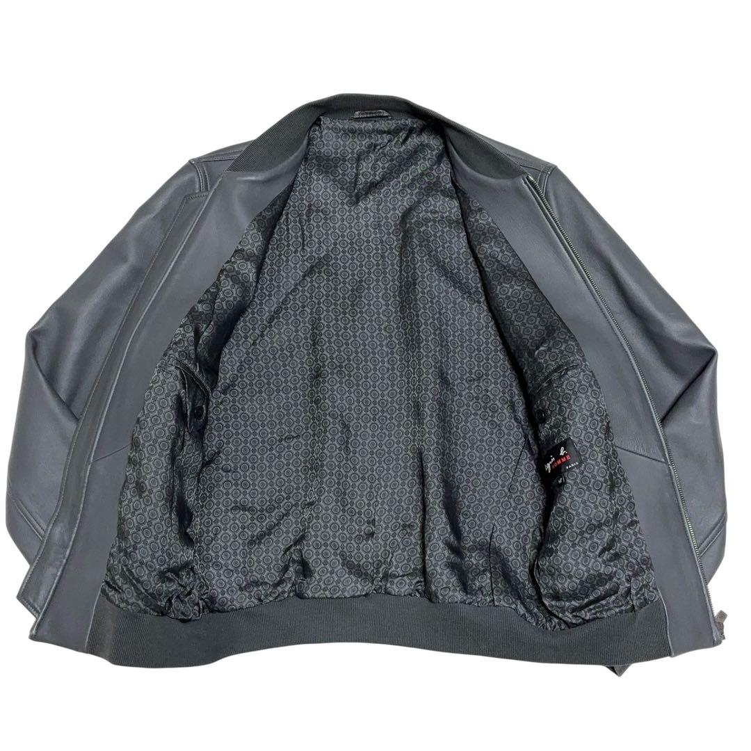 agnes.b アニエスベー ラムレザー ボンバージャケット サイズ48 グレー