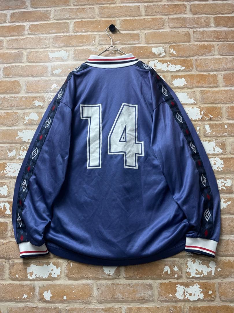 90s アンブロ　UMBRO ユニフォーム　サッカーシャツ　袖ロゴ　ロンT 古着