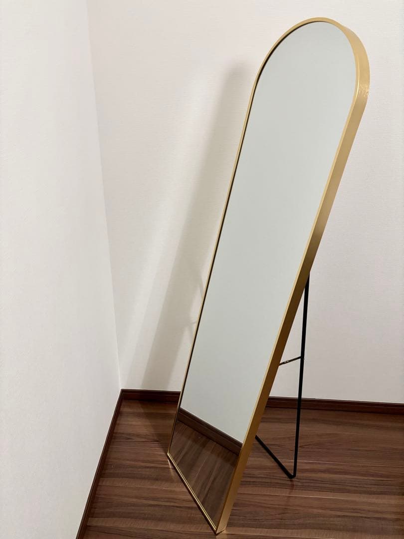 送料込み★Francfrancアルミフレーム スタンドミラー ゴールド 全身鏡