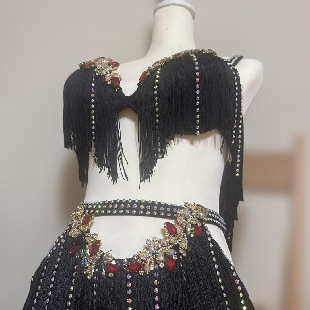 ◯フリンジ　ブラック　ベリーダンス　オリエンタル衣装◯black