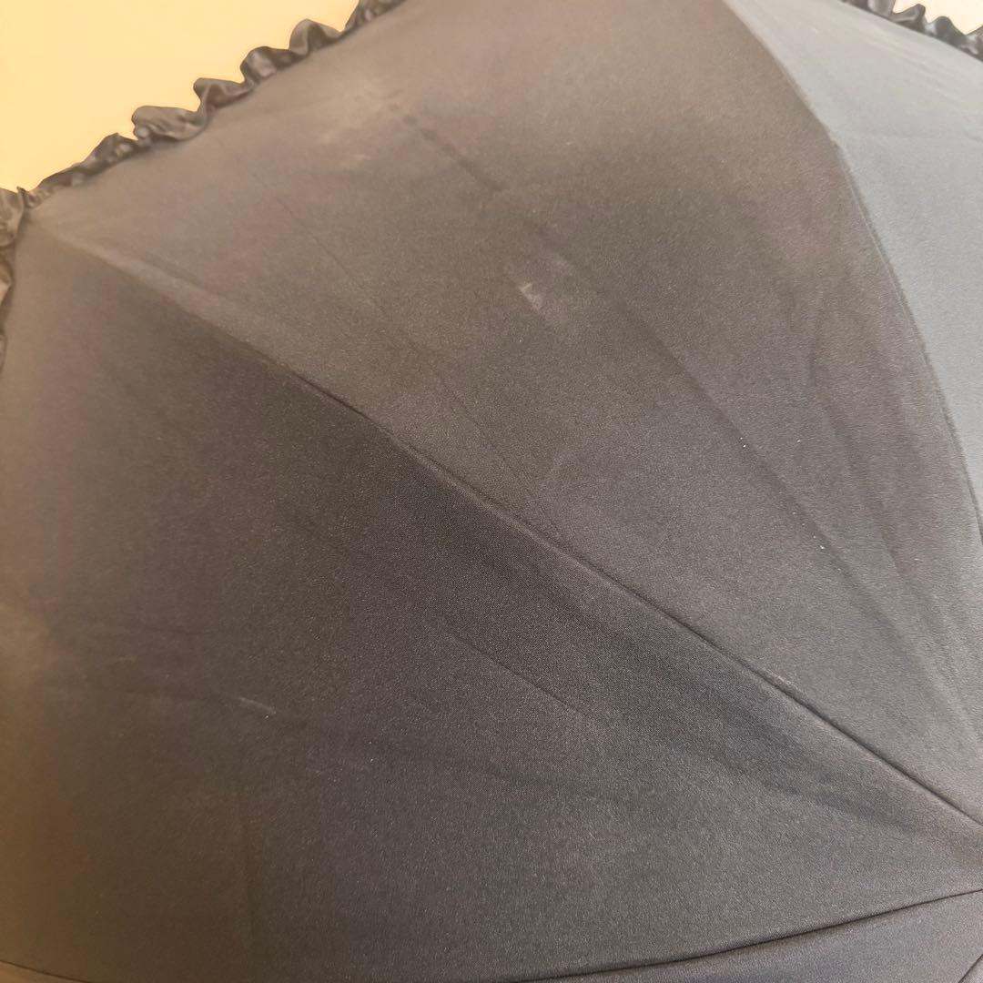 サンバリア 折りたたみ日傘 ２段折 フリル ブラック