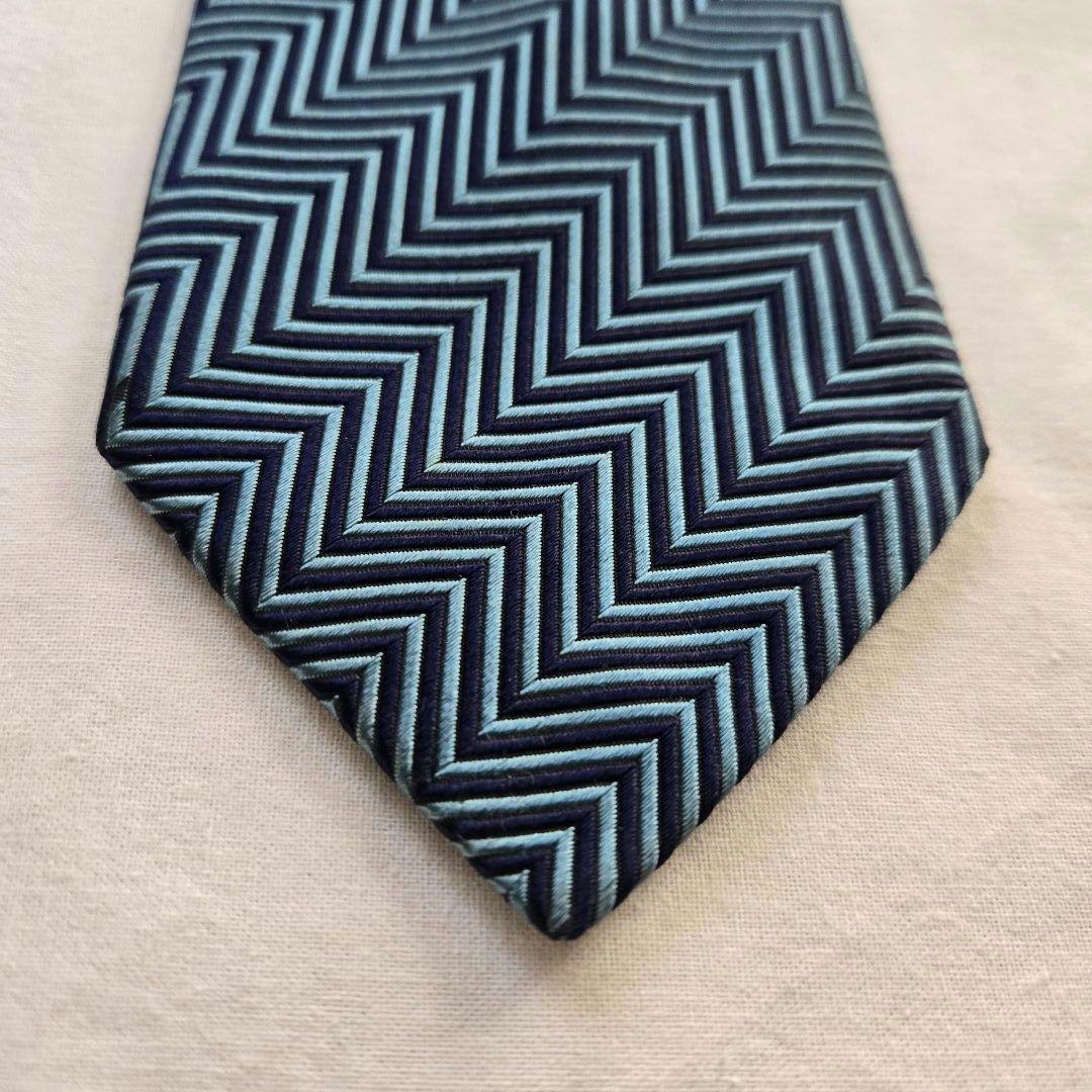 美品 BEAMS F シルク ブルー 無地 ネクタイ シャドー ストライプ