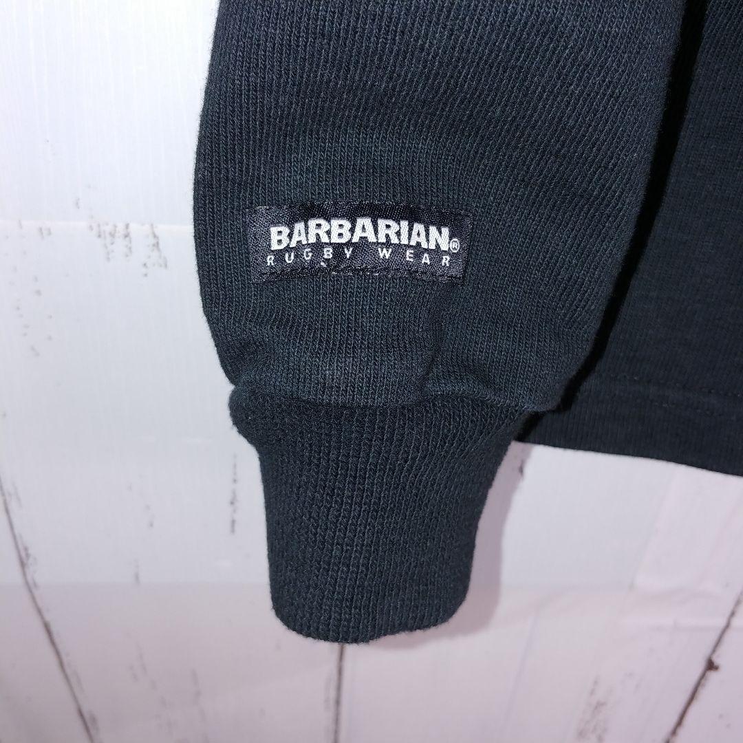 【定番デザイン】バーバリアン ラガーシャツ 黒 無地 厚手 大きめ M