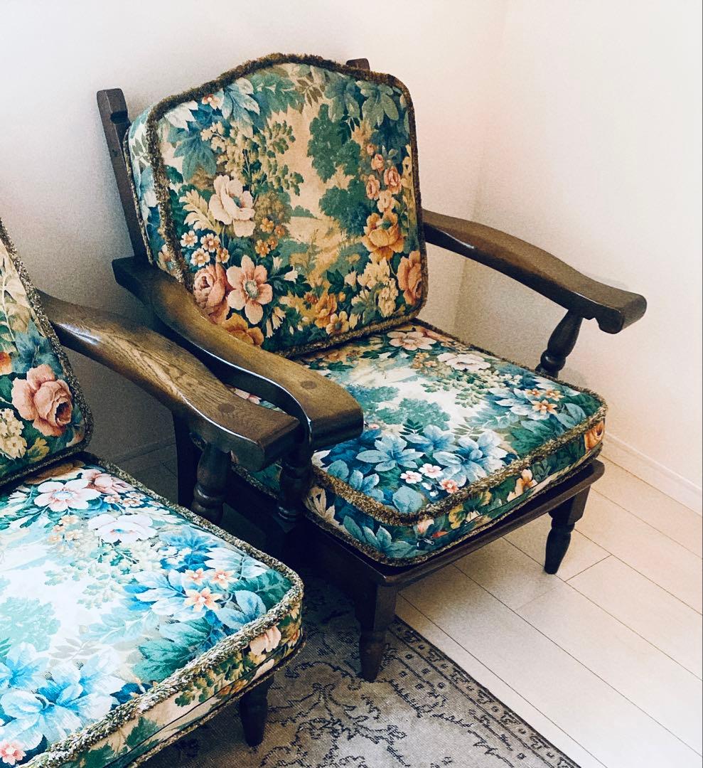 【美品！希少】コスガ家具① フラワー ヴィンテージ アンティーク　1人掛けチェア