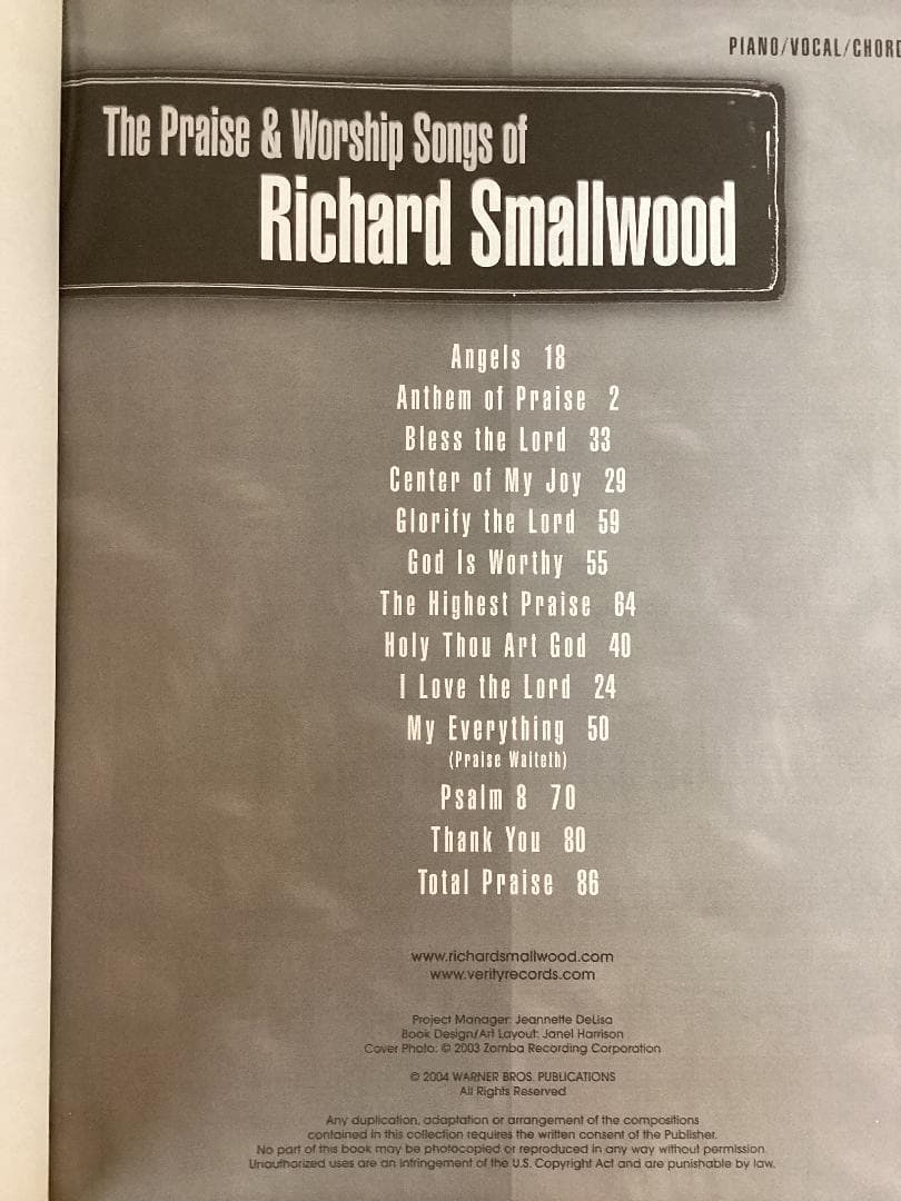 Richard Smallwood　ゴスペル楽譜