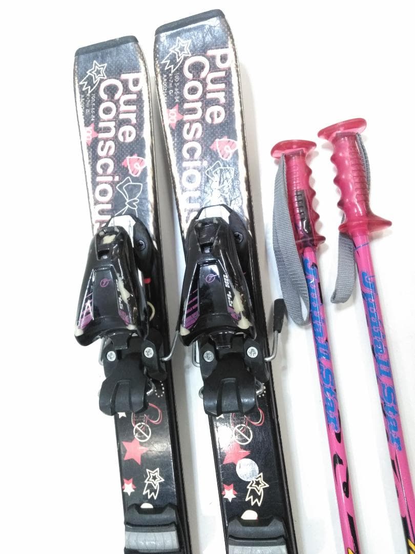 女の子 ジュニアスキー5点セット ピュアコンシャス 100cm 靴 20cm◇