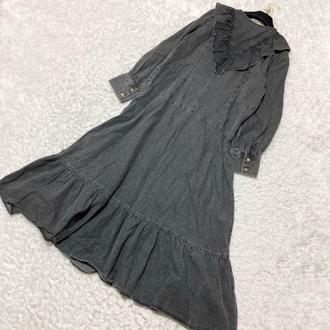 極美品♡ ダイアグラム ラッフルティアードワンピース 38 ブラック