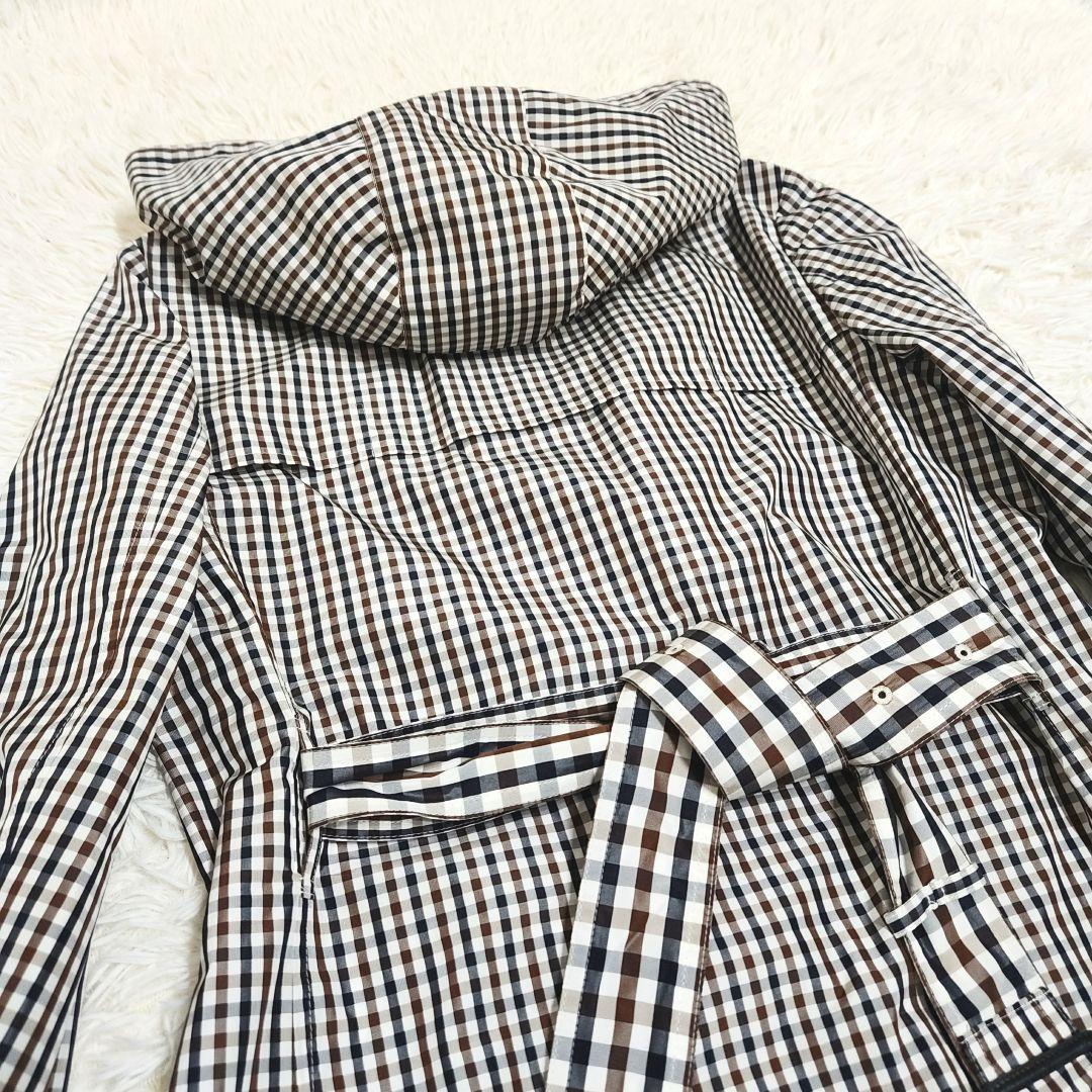 【極美品】Aquascutum クラブチェック レインコート フード取り外し可能