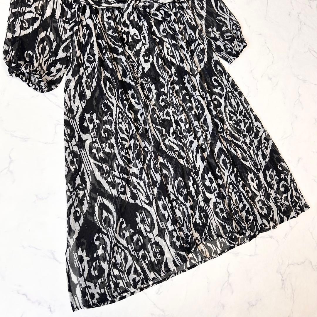 SPECCHIO スペッチオ ダマスク柄 シフォン ロング ワンピース 総柄